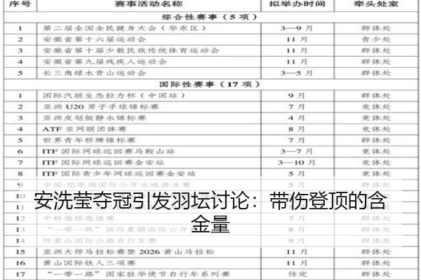 安洗莹夺冠引发羽坛讨论：带伤登顶的含金量
